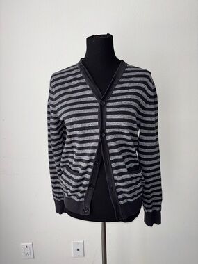 Express Black + grey striped cardigan with pockets